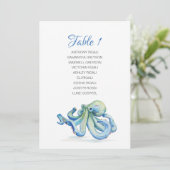 Octopus-Hochzeitstisch für Wasserfarben Einladung (Stehend Vorderseite)