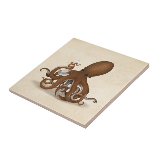 Octopus Holding Chemical Flask Steampunk Science Fliese (Seite)