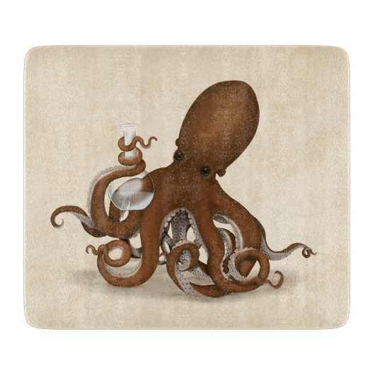 Octopus Holding Chemistry Flask Marine Science Schneidebrett (Vorderseite)