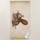 Octopus Holding Glass Flasche Chemie Steampunk Strandtuch (Vorderseite)