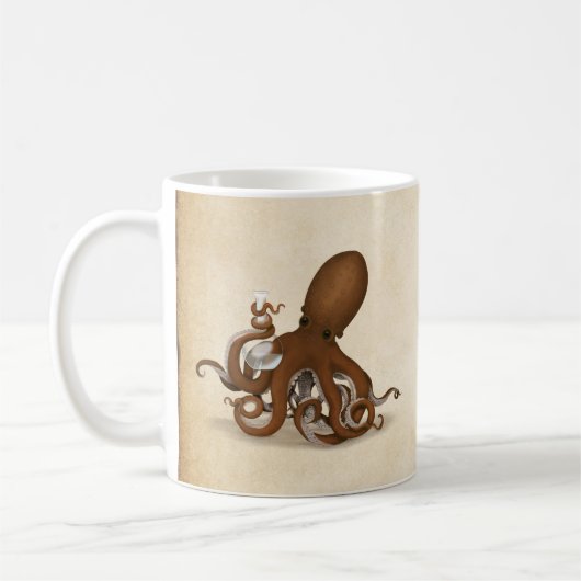 Octopus Holding Glass Flask Chemie Kaffeetasse (Links)