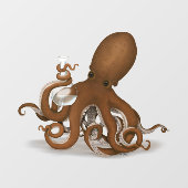 Octopus Holding Glass Flask Chemie Steampunk Fensteraufkleber (Blatt)