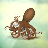 Octopus Holding Glass Flask Chemie Steampunk Fensteraufkleber (Blatt 3)