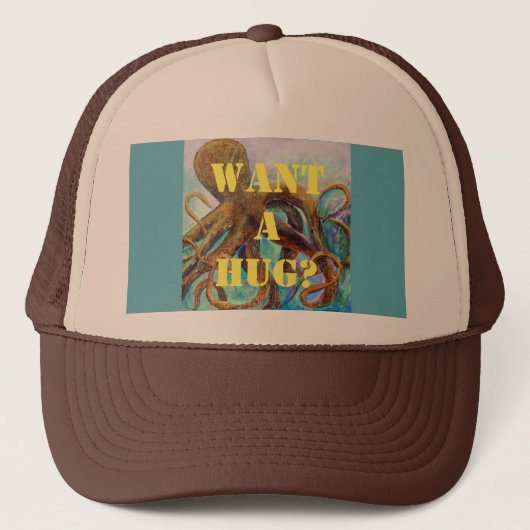 Octopus Hug Trucker Hat Truckerkappe (Vorderseite)