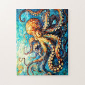 Octopus in Swirling Ocean Oil Painting Puzzle (Vertikal)
