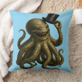 Octopus in top hat, whimsical, nautical art print  kissen (Decke)