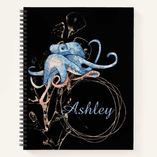 Octopus-Individuelle Name-Notebook Notizblock (Vorderseite)