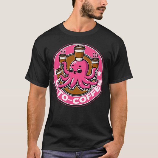Octopus-Kaffee T-Shirt (Vorderseite)