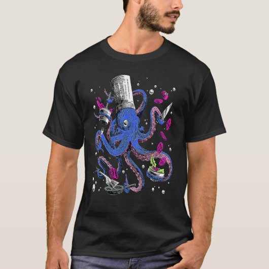 Octopus Kalmar Octopus Küche Koch T-Shirt (Vorderseite)