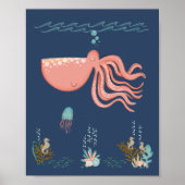 Octopus Kinderzimmer Poster unter Meerestieren (Vorne)