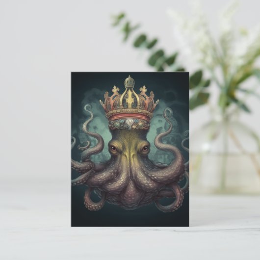 Octopus King Fantasy Postkarte (Stehend Vorderseite)