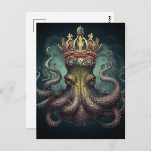 Octopus King Fantasy Postkarte (Vorne/Hinten)