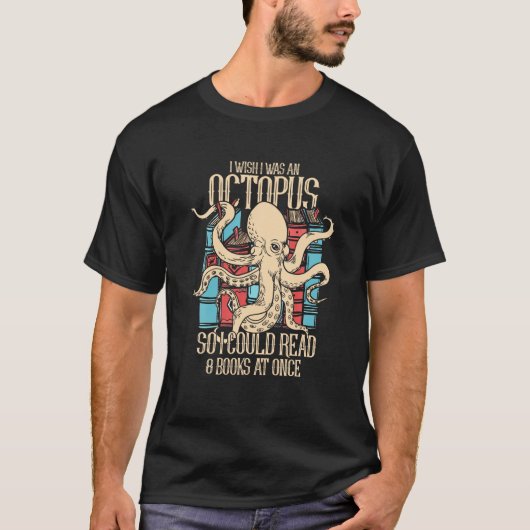Octopus Kraken Cuttlefish lesen T Shirt (Vorderseite)