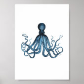 Octopus kraken Fisch nautische Küstenwasserfarbe Poster (Vorne)
