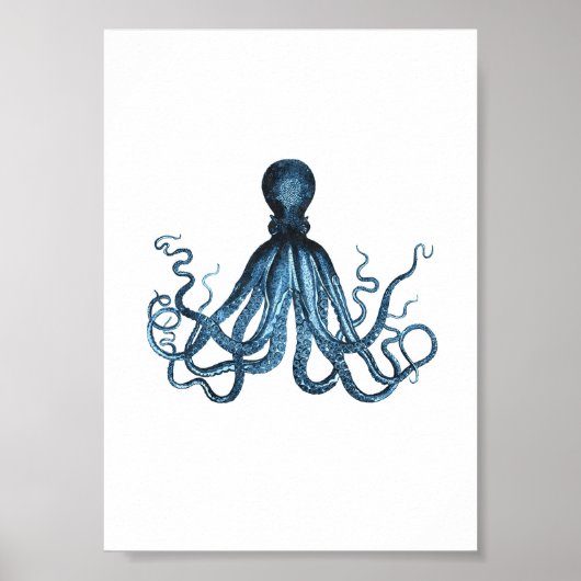 Octopus kraken Fisch nautische Küstenwasserfarbe Poster (Vorne)