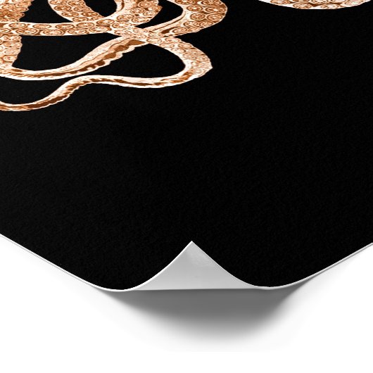 Octopus kraken Küstenstrand schwarz Poster (Ecke)