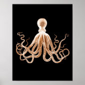 Octopus kraken Küstenstrand schwarz Poster (Vorne)