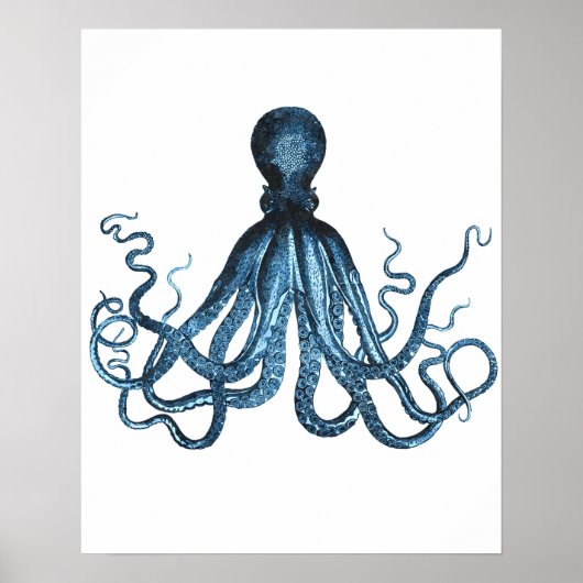 Octopus kraken Meeres-Strand nautische Küste Poster (Vorne)