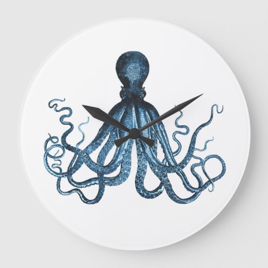 Octopus kraken nautical coastal ocean beach sea große wanduhr (Vorderseite)