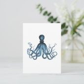 Octopus kraken nautische Küstenmeere blau Postkarte (Stehend Vorderseite)