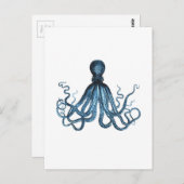 Octopus kraken nautische Küstenmeere blau Postkarte (Vorne/Hinten)