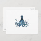 Octopus kraken nautischer Küstenstrand blau Postkarte (Vorne/Hinten)