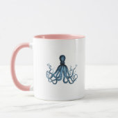 Octopus kraken nautischer Küstenstrand blau Tasse (Links)