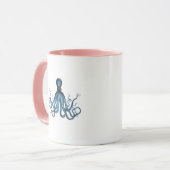 Octopus kraken nautischer Küstenstrand blau Tasse (Vorderseite Links)