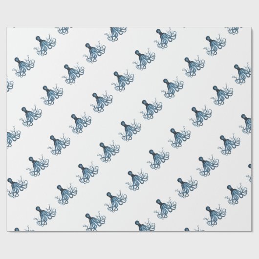Octopus kraken nautischer Küstenstrand Geschenkpapier (Flach)