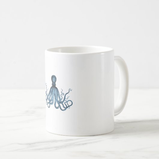 Octopus kraken nautischer Küstenstrand Kaffeetasse (VorderseiteRechts)