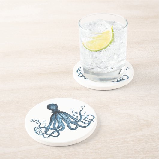 Octopus kraken nautischer Küstenstrand Meer Sandstein Untersetzer (Seite)