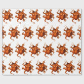 Octopus Kraken Vintag Art Illustration Geschenkpapier (Flach)