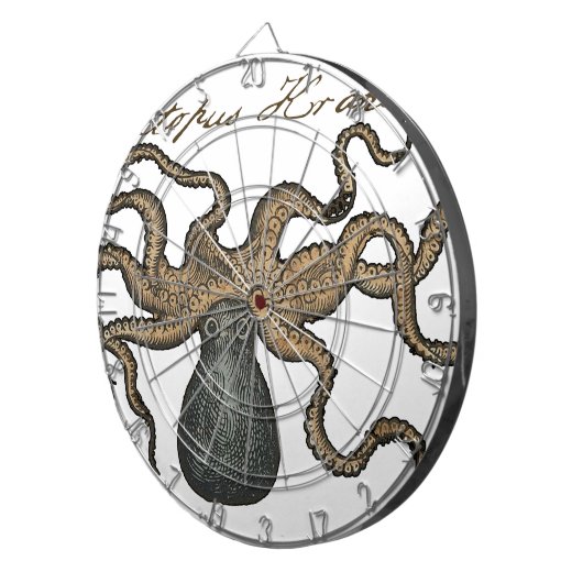 Octopus Kraken Vintag Illustration Dartscheibe (Vorderseite rechts)