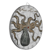 Octopus Kraken Vintag Illustration Dartscheibe (Vorderseite Links)