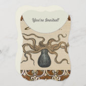 Octopus Kraken Vintag Illustration Einladung (Vorne/Hinten)
