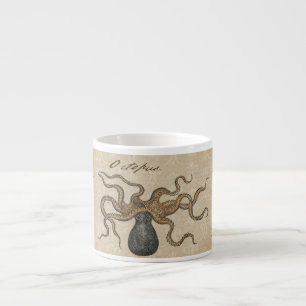 Octopus Kraken Vintag Illustration Espressotasse