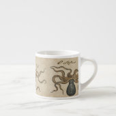 Octopus Kraken Vintag Illustration Espressotasse (Rechts)