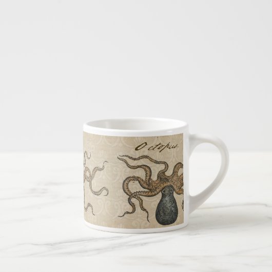 Octopus Kraken Vintag Illustration Espressotasse (Rechts)