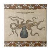 Octopus Kraken Vintag Illustration Fliese (Vorderseite)