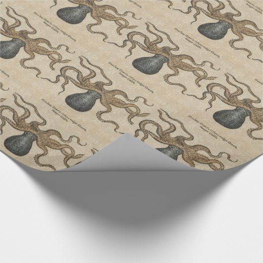 Octopus Kraken Vintag Illustration Geschenkpapier (Ecke)