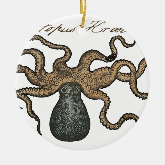 Octopus Kraken Vintag Illustration Keramik Ornament (Vorne)