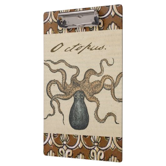 Octopus Kraken Vintag Illustration Klemmbrett (Links)