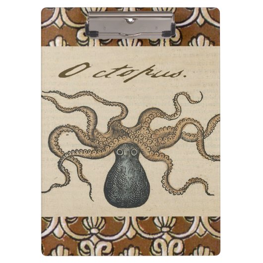 Octopus Kraken Vintag Illustration Klemmbrett (Vorderseite)
