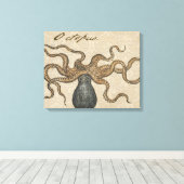 Octopus Kraken Vintag Illustration Leinwanddruck (Insitu (Holzboden))