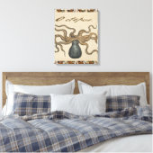 Octopus Kraken Vintag Illustration Leinwanddruck (Insitu (Schlafzimmer))