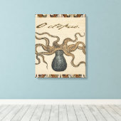 Octopus Kraken Vintag Illustration Leinwanddruck (Insitu (Holzboden))