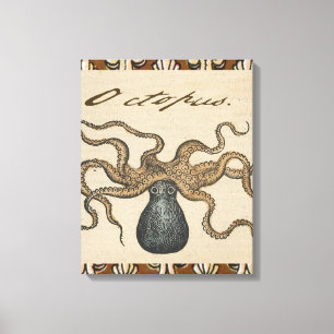 Octopus Kraken Vintag Illustration Leinwanddruck