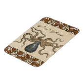 Octopus Kraken Vintag Illustration Magnet (Linke Seite)