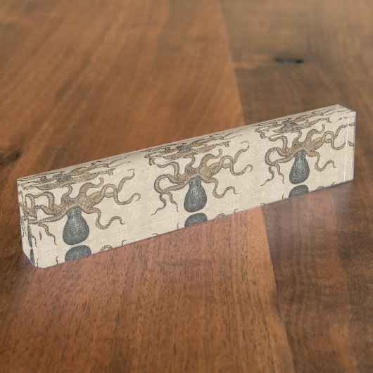 Octopus Kraken Vintag Illustration Namensplakette (Seite)