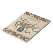 Octopus Kraken Vintag Illustration Notizblock (Rotiert)